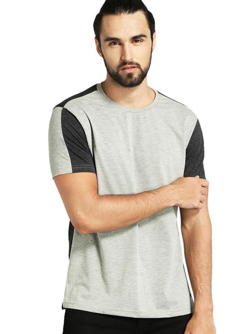 grey color block t-shirt - 15819297 - Standard Image - 1
