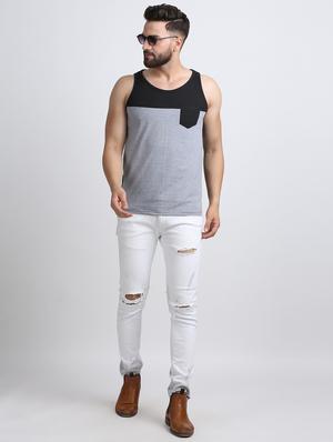 black color block cut & sew pocket t-shirt - 15819302 - Standard Image - 4