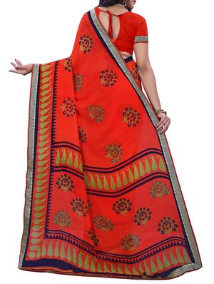 lace border floral printed saree with blouse - 15819306 - Standard Image - 2