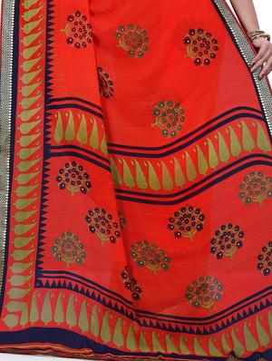 lace border floral printed saree with blouse - 15819306 - Standard Image - 4