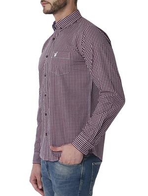 maroon checkered casual shirt - 15819705 - Standard Image - 2