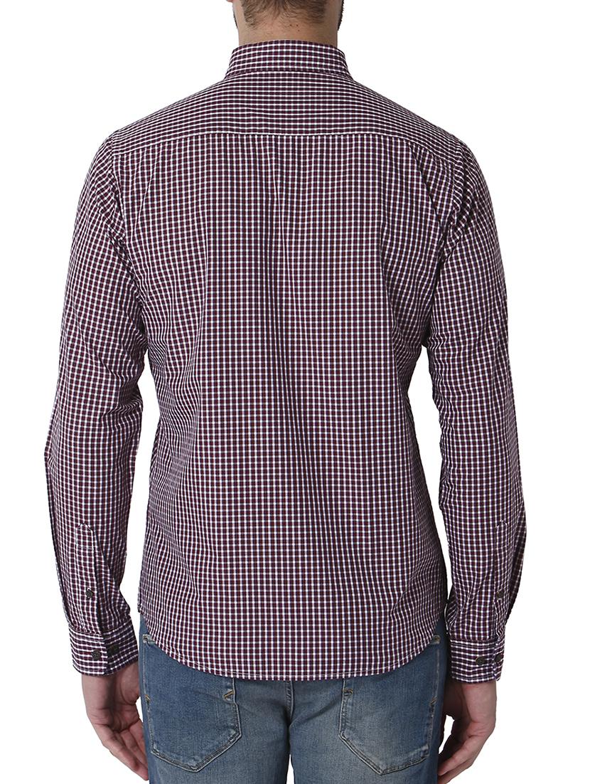 maroon checkered casual shirt - 15819705 - Zoom Image - 3