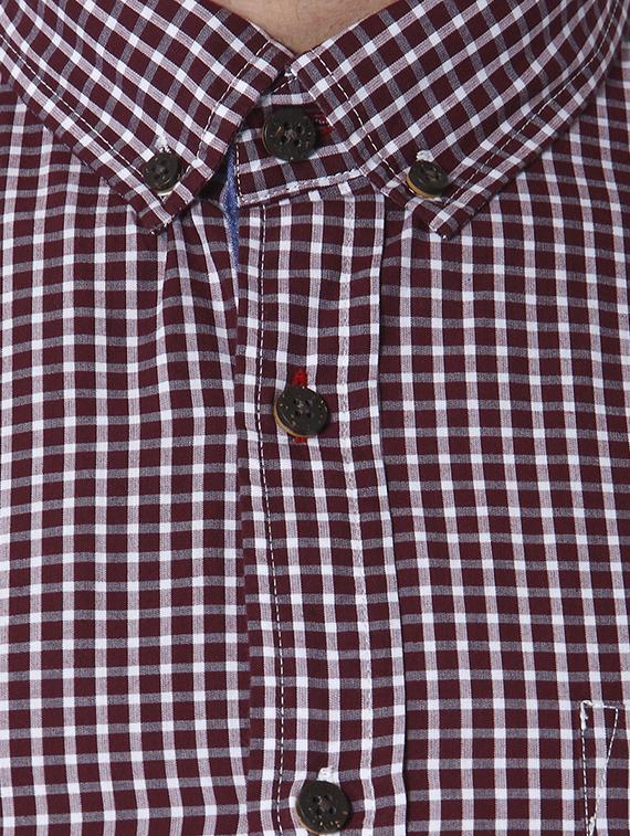 maroon checkered casual shirt - 15819705 - Zoom Image - 4