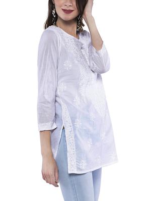 chikankari straight kurti - 15819738 - Standard Image - 2