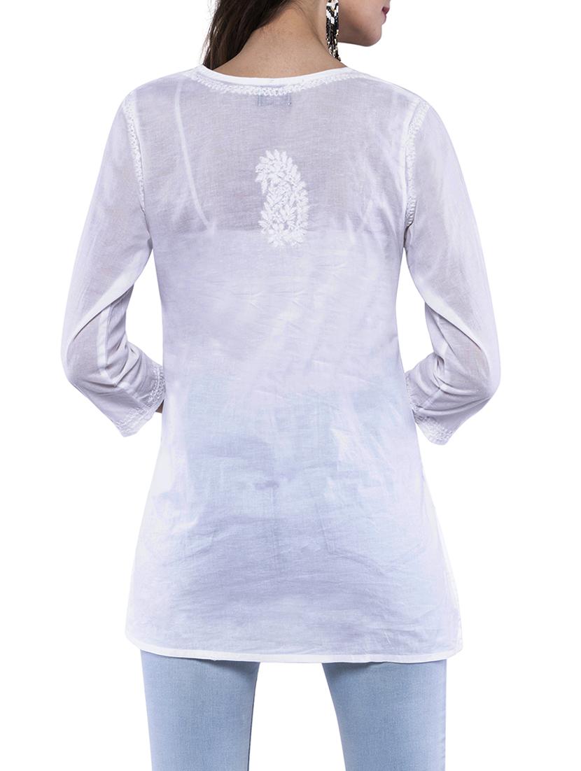 chikankari straight kurti - 15819738 - Zoom Image - 3