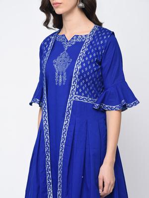 bell sleeves kurta with jacket - 15821156 - Standard Image - 4