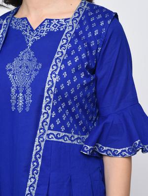 bell sleeves kurta with jacket - 15821156 - Standard Image - 5