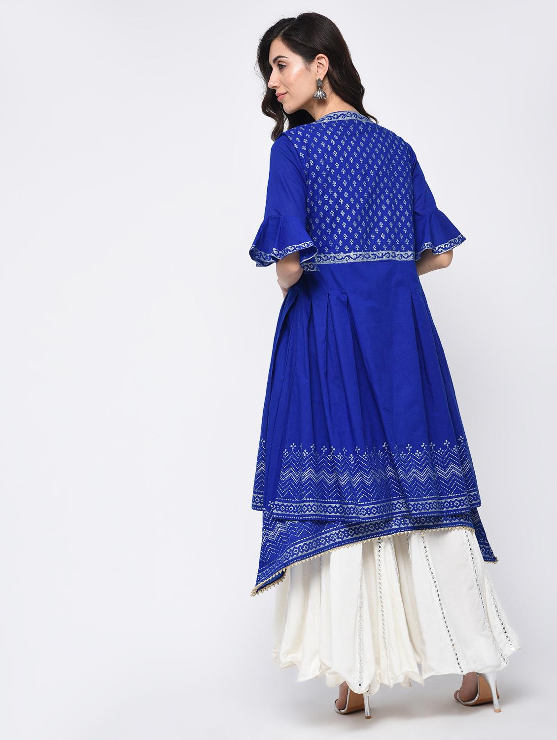 bell sleeves kurta with jacket - 15821156 - Zoom Image - 3
