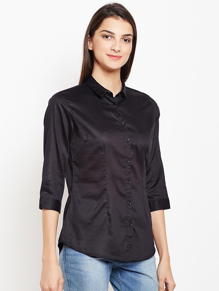 black curved hem shirt - 15821439 - Zoom Image - 2