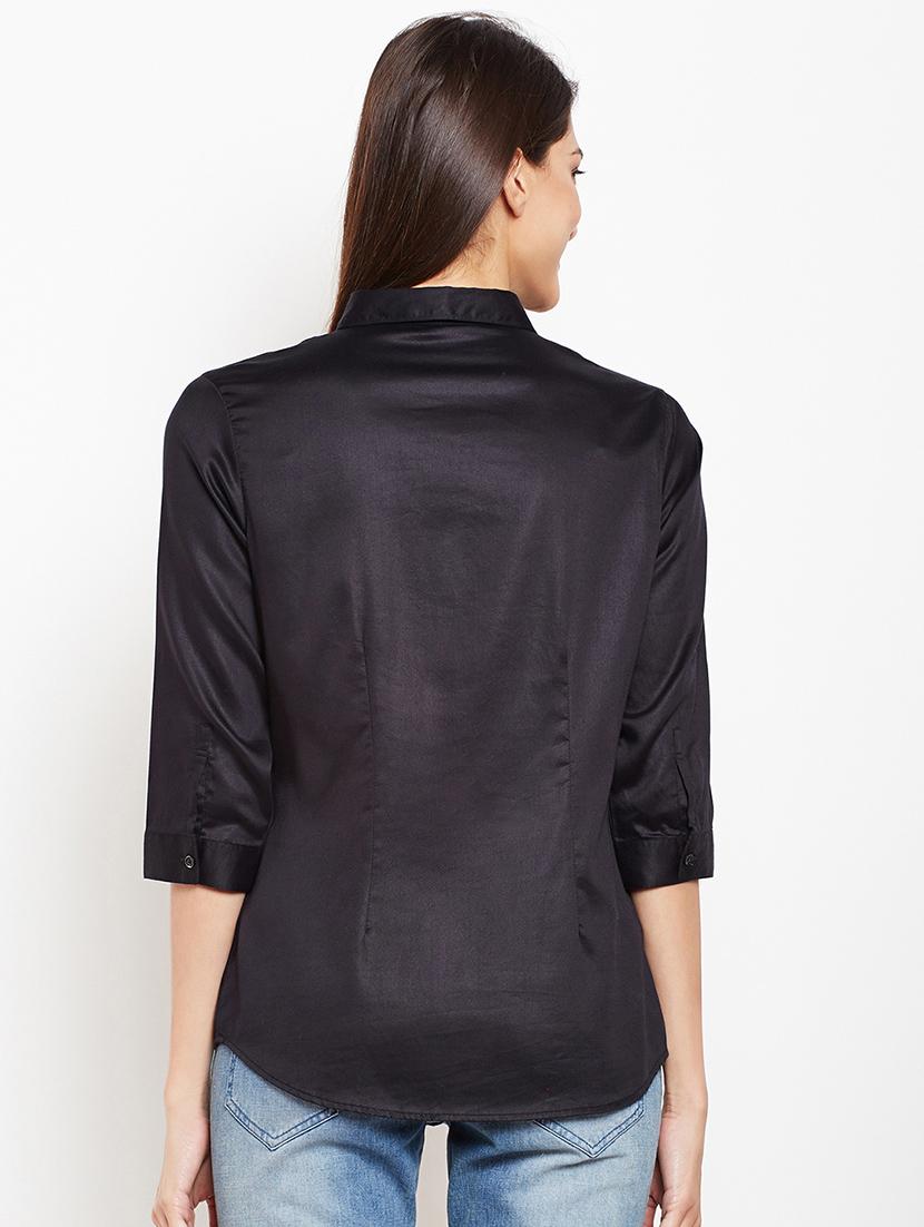 black curved hem shirt - 15821439 - Zoom Image - 3