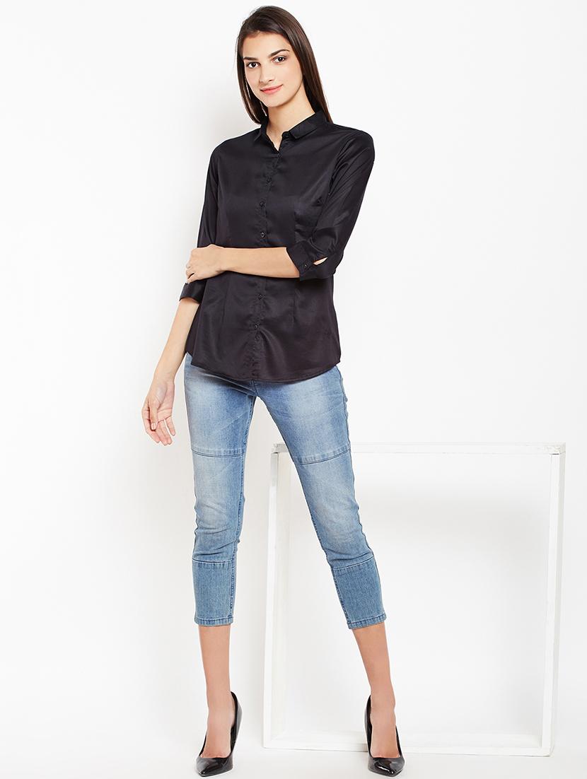 black curved hem shirt - 15821439 - Zoom Image - 4