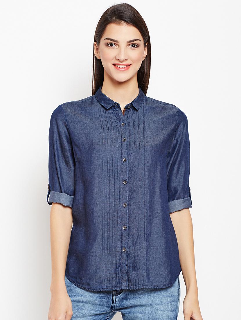 pintucked roll up sleeved shirt - 15821442 - Zoom Image - 1