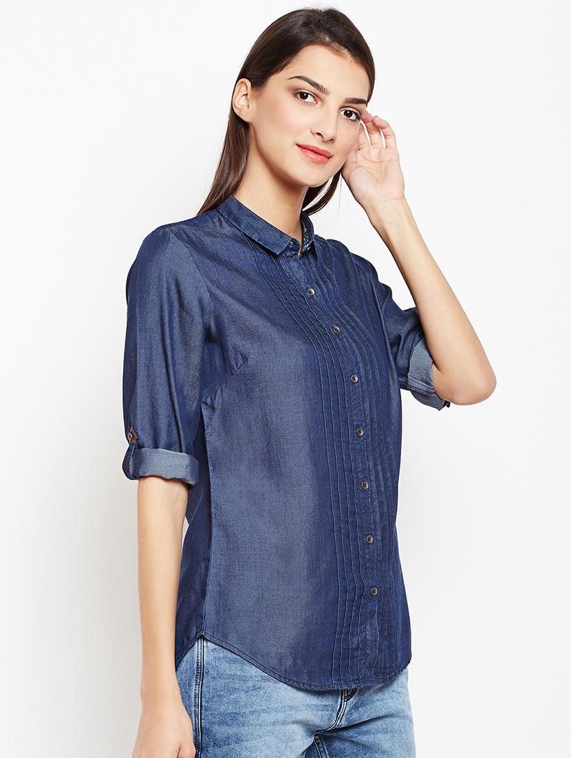 pintucked roll up sleeved shirt - 15821442 - Zoom Image - 2