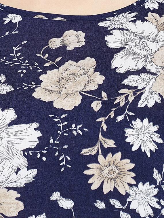 navy floral boat neck top - 15821464 - Zoom Image - 4