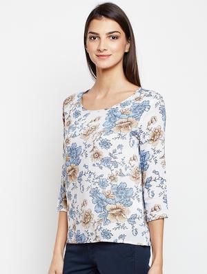 floral boat neck top - 15821465 - Standard Image - 2