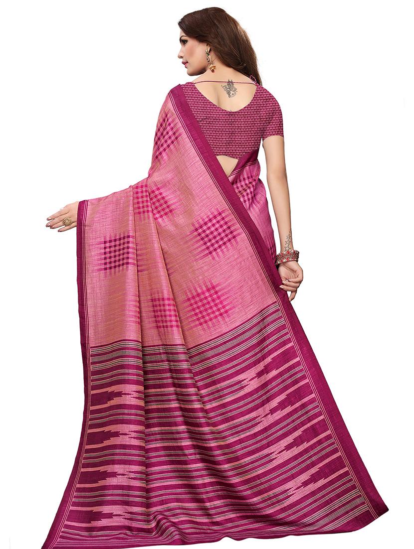 printed art silk saree with blouse - 15821851 - Zoom Image - 2