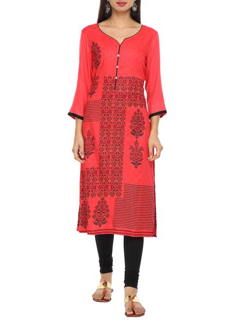 printed straight kurta - 15821870 - Standard Image - 1