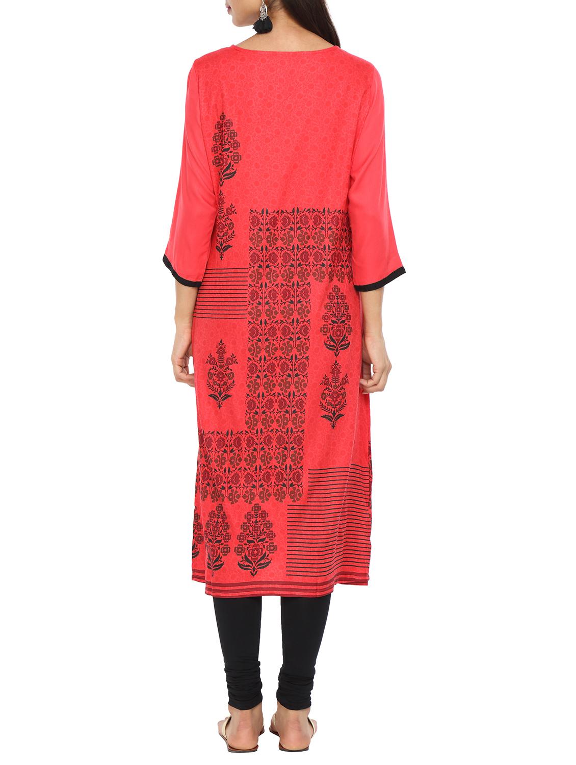 printed straight kurta - 15821870 - Zoom Image - 3