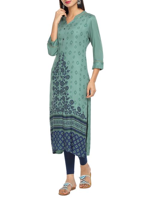 printed straight kurta - 15821872 - Standard Image - 1