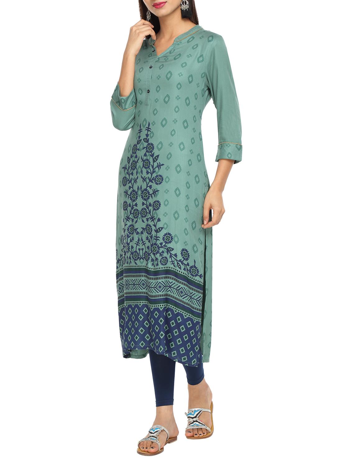 printed straight kurta - 15821872 - Zoom Image - 1
