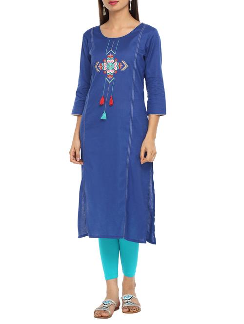 embroidered straight kurta - 15821874 - Standard Image - 1