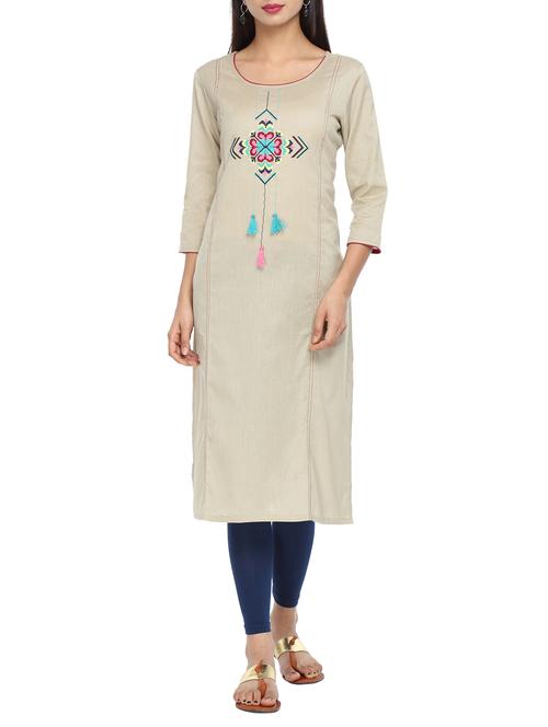 embroidered straight kurta - 15821875 - Standard Image - 1