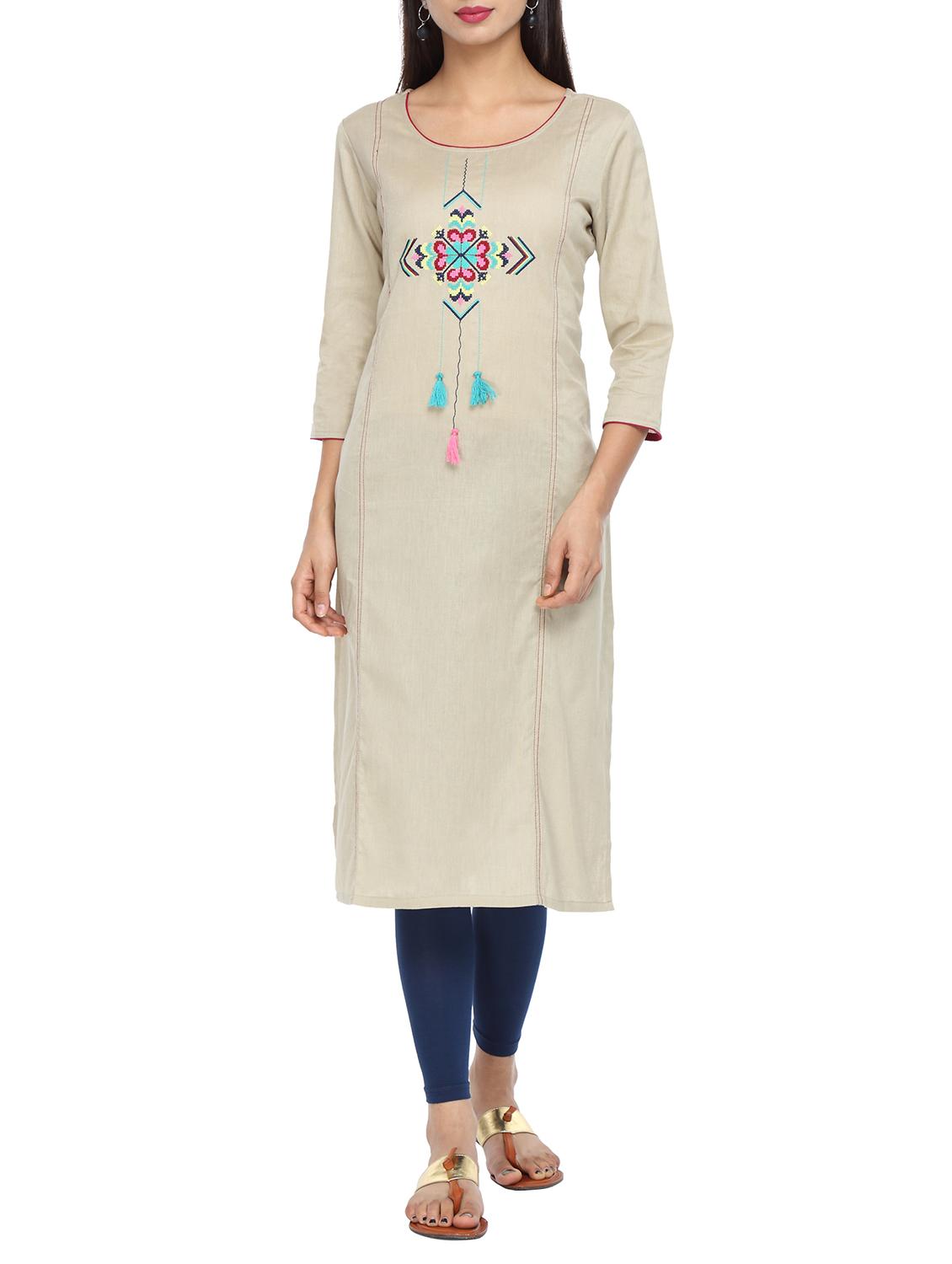 embroidered straight kurta - 15821875 - Zoom Image - 1