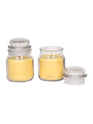 aromatic fables set of 2 chelsea fragrance natural wax scented decorative gifting yellow color small jar glass candle - 15822083 - Standard Image - 2