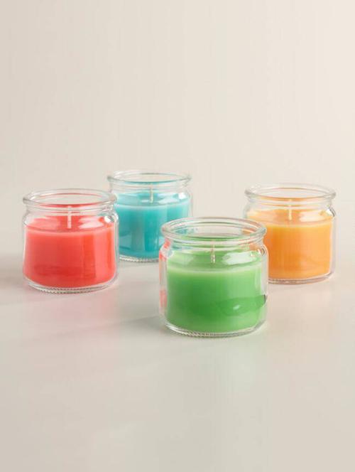 set of 4 scented candles with colored fragrance candles |percy, chelsea, orange, dew | candles for decoration - 15822115 - Standard Image - 1