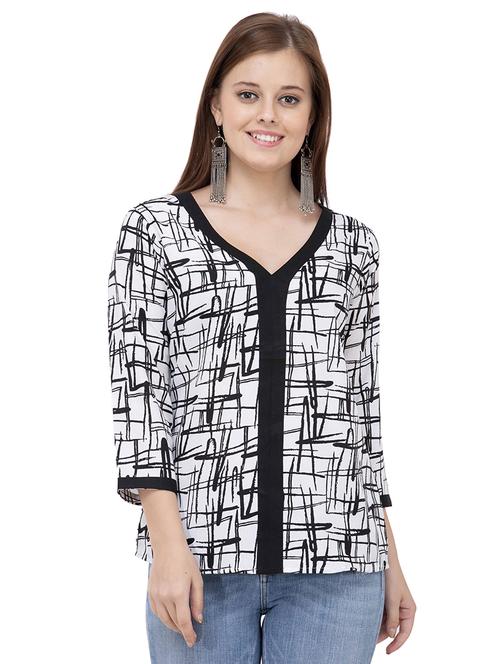 abstract print v-neck top - 15822162 - Standard Image - 1