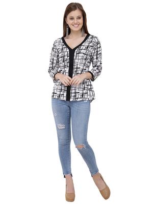 abstract print v-neck top - 15822162 - Standard Image - 4
