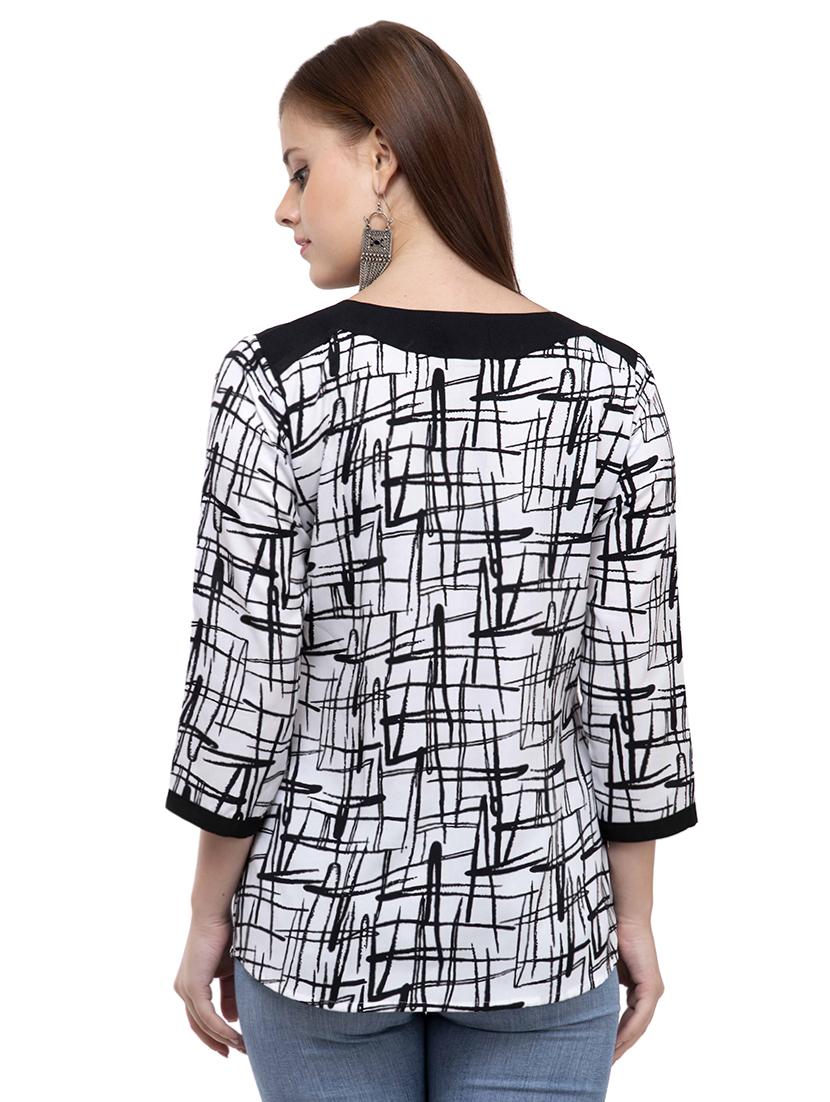 abstract print v-neck top - 15822162 - Zoom Image - 3