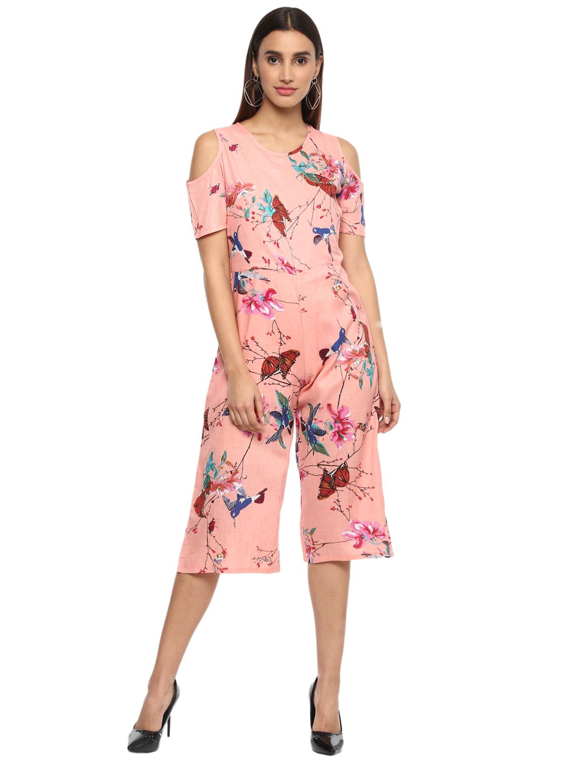 cold shoulder floral jumpsuit - 15822322 - Zoom Image - 1