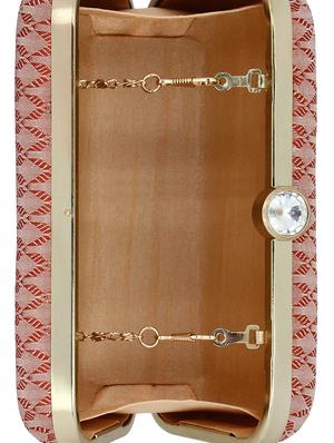 pink cotton polyester blend minaudiere clutch - 15822442 - Standard Image - 3