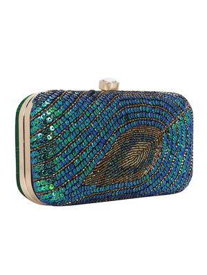 green cotton polyester blend minaudiere clutch - 15822445 - Standard Image - 4