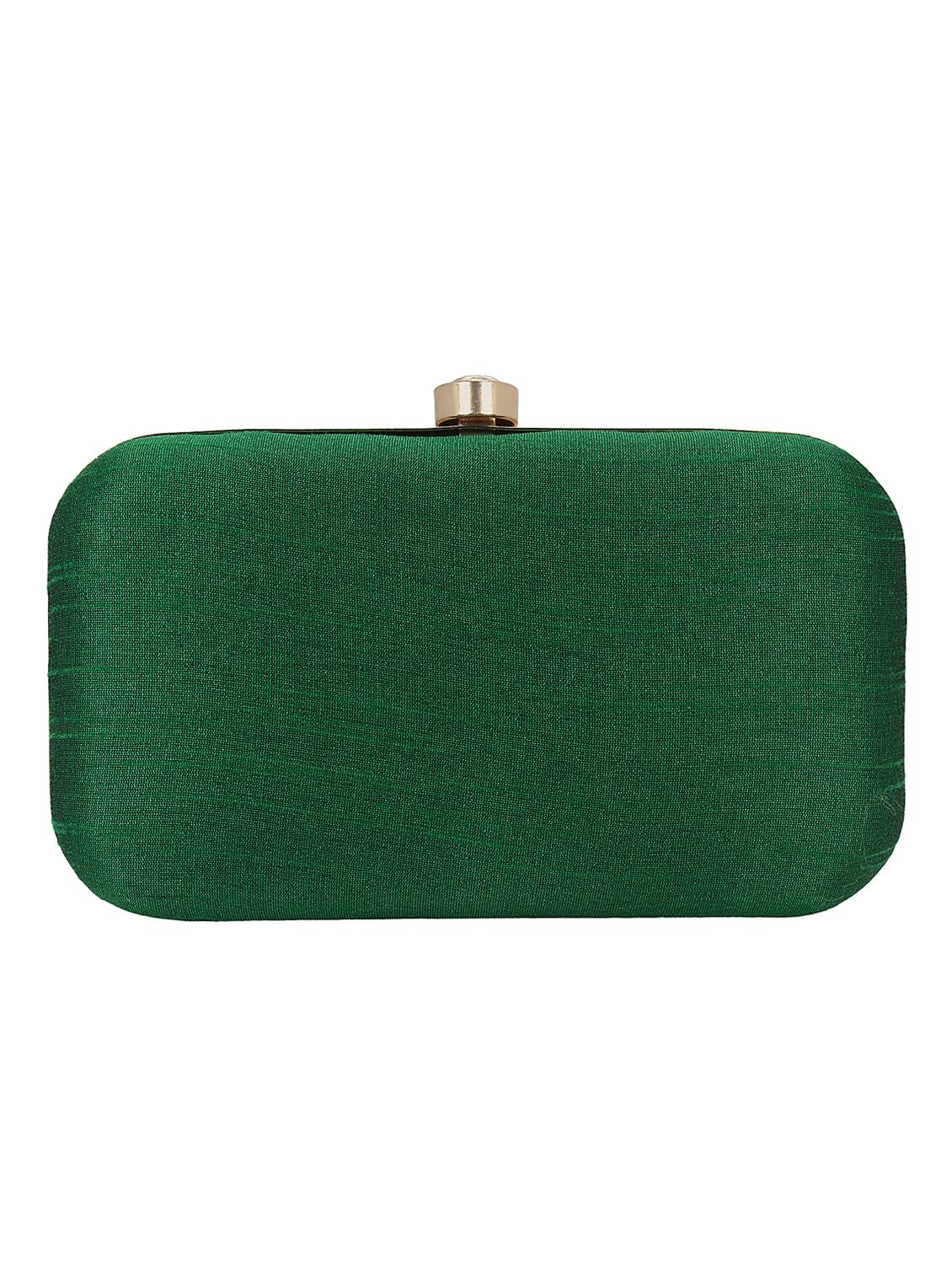green cotton polyester blend minaudiere clutch - 15822445 - Zoom Image - 2