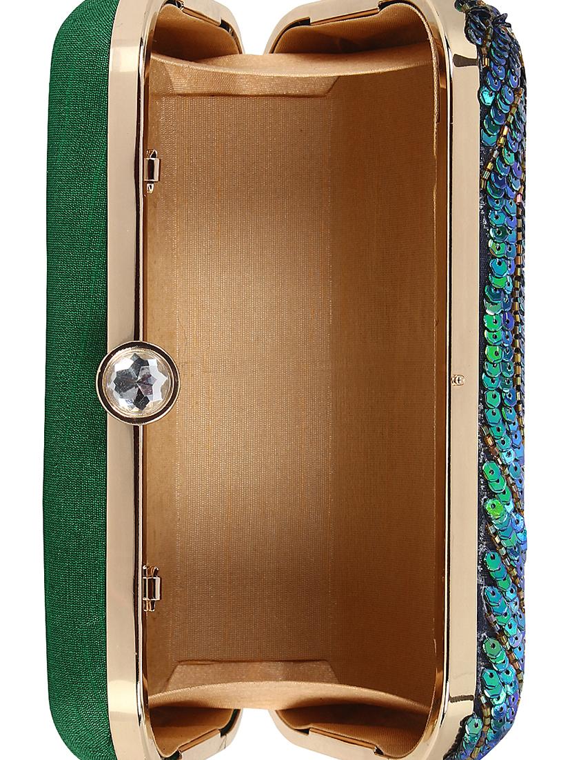 green cotton polyester blend minaudiere clutch - 15822445 - Zoom Image - 3