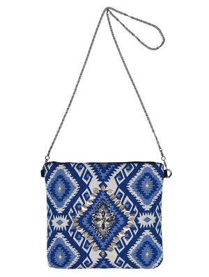 blue canvas regular sling bag - 15822474 - Standard Image - 5