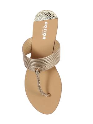 gold t-strap sandals - 15822568 - Standard Image - 4