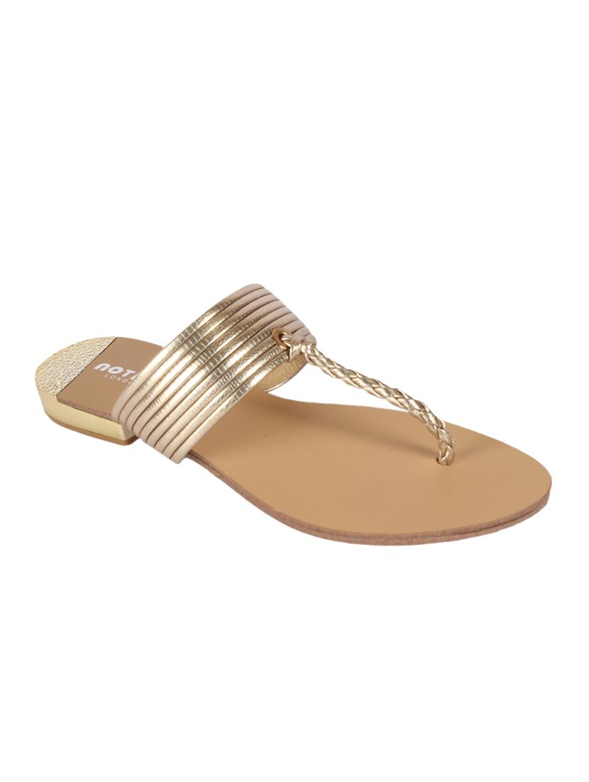 gold t-strap sandals - 15822568 - Zoom Image - 1