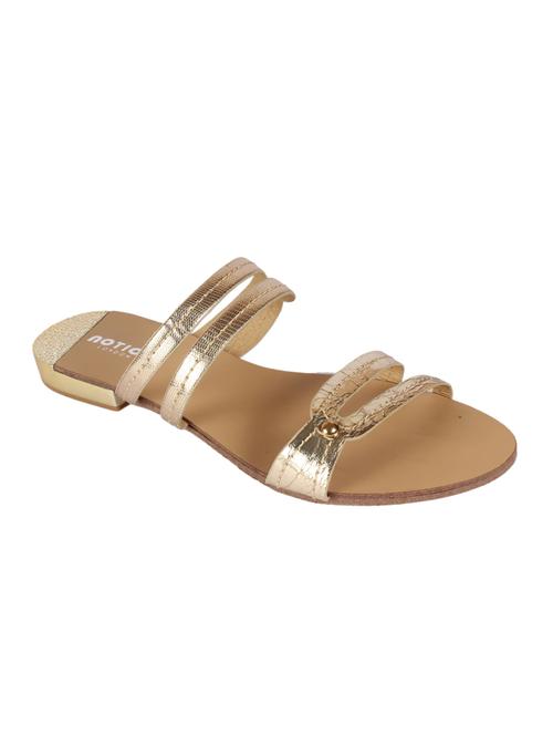 gold slip on sandals - 15822571 - Standard Image - 1