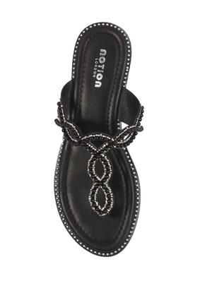 black t- strap sandals - 15822575 - Standard Image - 4