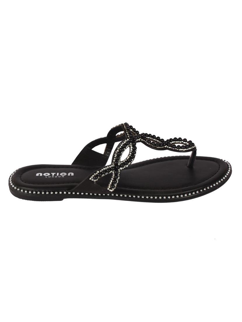 black t- strap sandals - 15822575 - Zoom Image - 2
