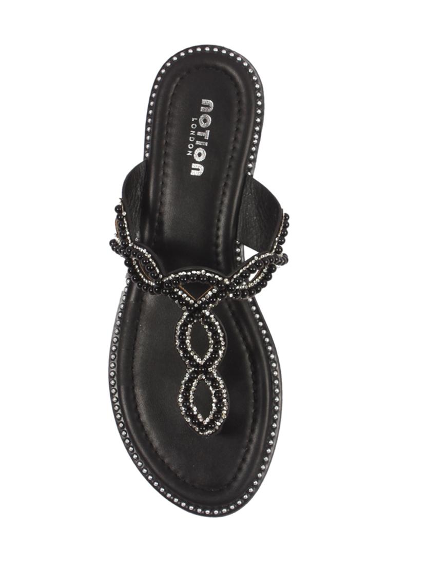 black t- strap sandals - 15822575 - Zoom Image - 4