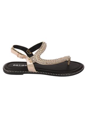 gold t-strap sandals - 15822578 - Standard Image - 2