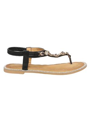 black t-strap sandals - 15822585 - Standard Image - 2