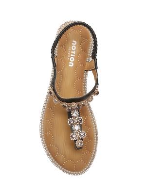 black t-strap sandals - 15822585 - Standard Image - 4