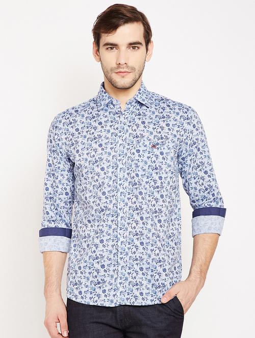 blue floral printed casual shirt - 15822767 - Standard Image - 1