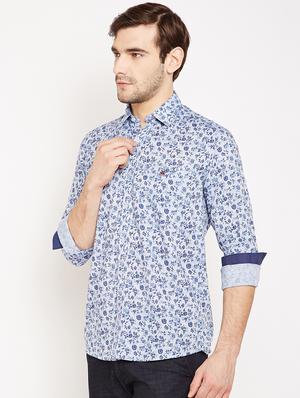 blue floral printed casual shirt - 15822767 - Standard Image - 2