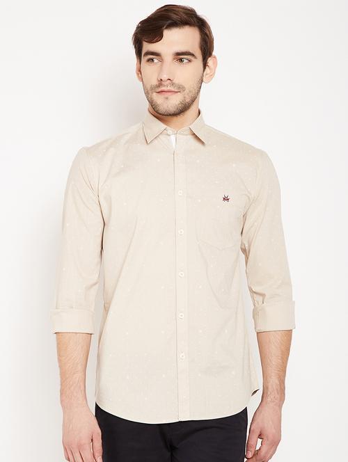 beige printed casual shirt - 15822776 - Standard Image - 1
